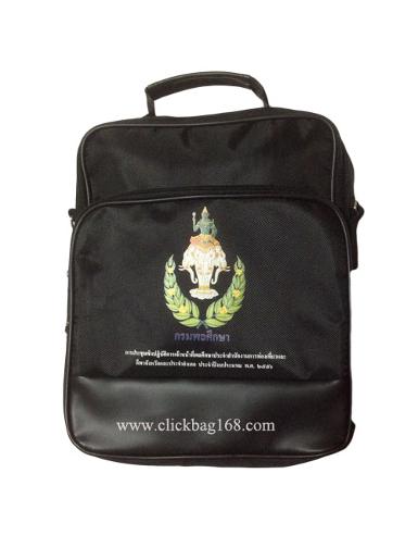 กระเป๋าทรงตั้งผ้า 1680PVC ตกแต่งด้วยหนังเทียมสีดำ CLICK0125